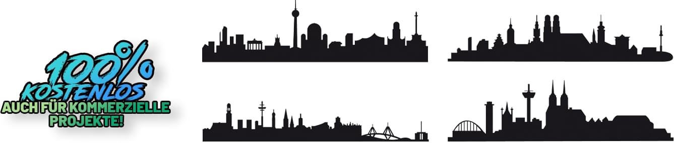 Die Skylines der deutschen Städte Berlin, Hamburg, München und Köln