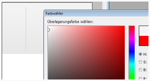 Farbe auswählen Einkerbung im Screendesign