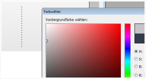 Farbe auswaehlen Einkerbung im Screendesign